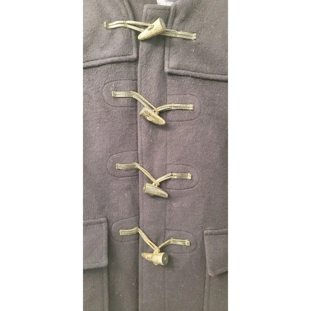 Burberry Wool Duffle Coat Toggle Fasts Gloverall English Old Money Navy Sz. 8/S - Picture 14 of 14